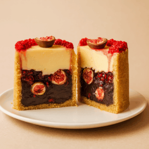 cheesecake vegan cu vanilie zmeura si ciocolata franui